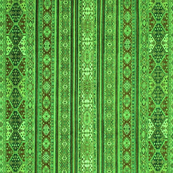 Ahgly Company Indoor Square Oriental Green Modern Area Rugs, 3' Square