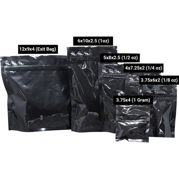 100 Pcs Black Child Resistant 3.75"x4" 3 Seal Flat Pouch Smell Proof Bags