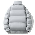 thumbnail image 4 of PiGOGI Men's Winter Jacket Warm Stand Collar Zipper Padded Quilted Coat Long Sleeve Casual Outdoor thermal Windproof Gray M, 4 of 4