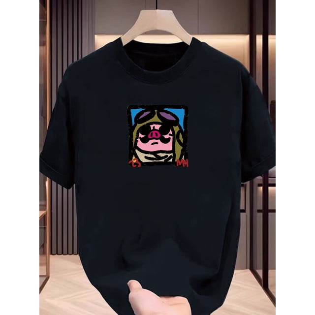 Unisex Cotton Crew Neck T-Shirt, Casual Style, Regular Fit, with Slight Stretch, Knit Fabric, with Vibrant Print, for Teens, Summer Tee