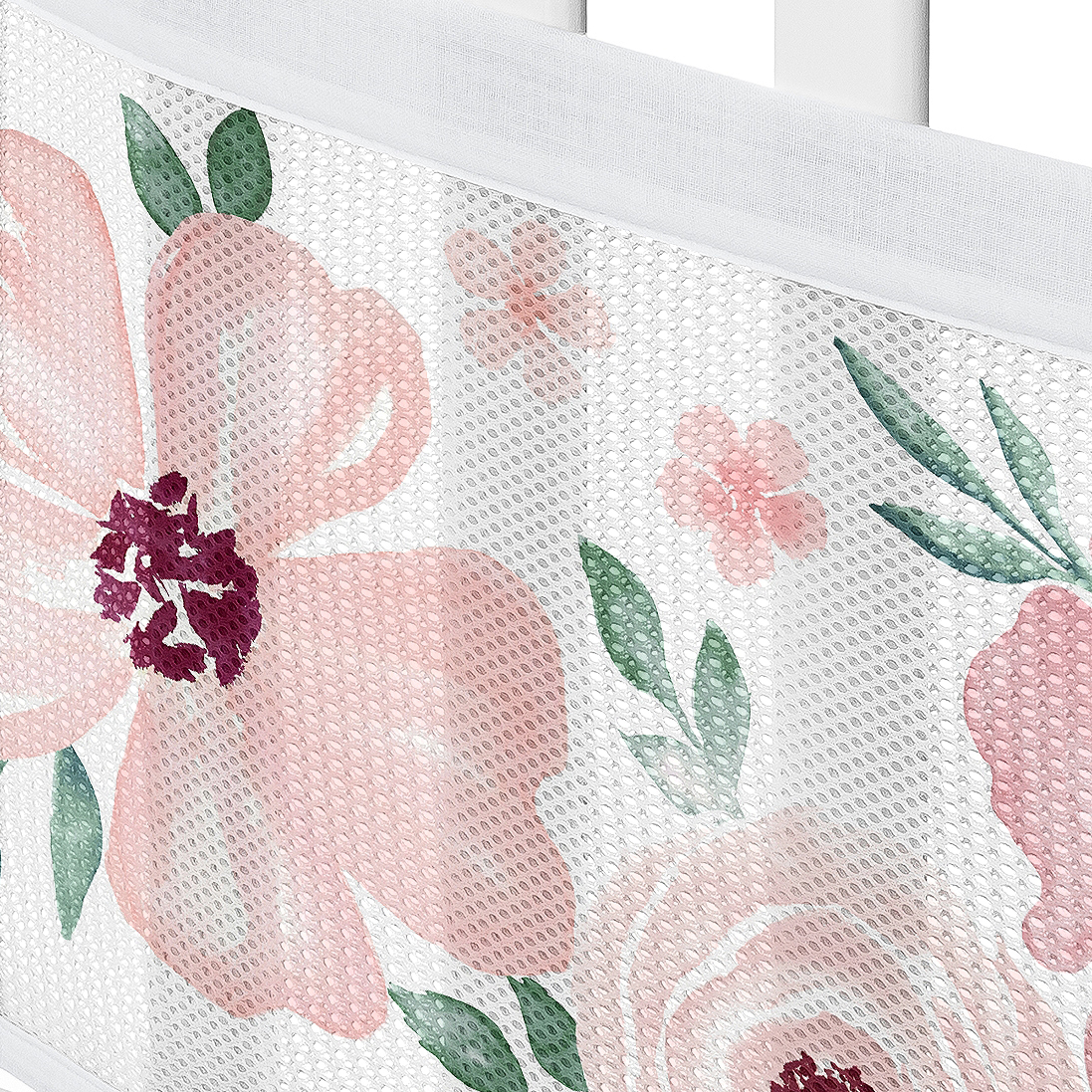 Sweet Jojo Designs + BreathableBaby Watercolor Floral Burgundy Wine and Pink Girl Breathable Mesh Crib Liner