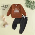 thumbnail image 2 of NOLDARES Infant Toddler Baby Boy Clothes 2pcs Long Sleeve Sweatshirt Tops T-Shirt Pocket Joggers Pants Cartoon Graphic Outfits Clothing Set(Brown,2-3 Y), 2 of 6