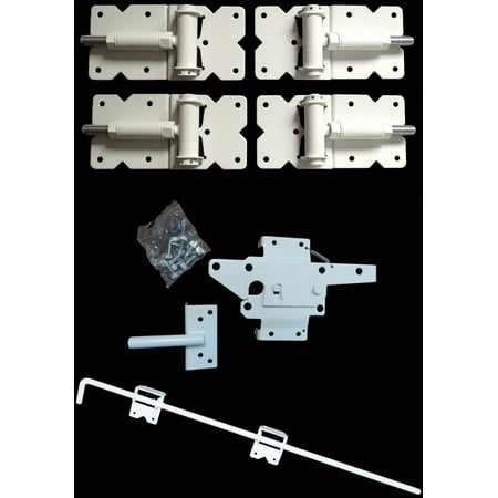 Self Closing Vinyl Fence Gate Double Hardware Kit White For Pvc Etc Fencing Has 4 Hinges 1 Latch And Drop Self Closing Vinyl Fence Gate Double Hardware Kit White For Pvc Etc Fencing Has 4 Hinges 1 Latch And Drop