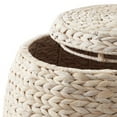 thumbnail image 5 of Casafield Round Storage Basket with Lid, Whitewash - Handwoven Water Hyacinth Hamper Organizer for Laundry, Blankets, Plants, 5 of 7