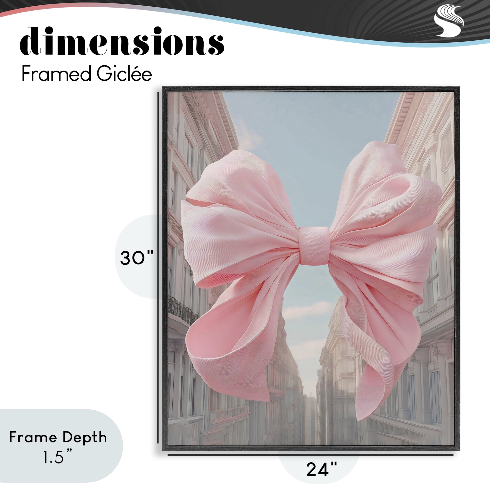 Stupell Industries Pink Bow over City Street Black Framed Giclee Art, design by The Prints Vibe