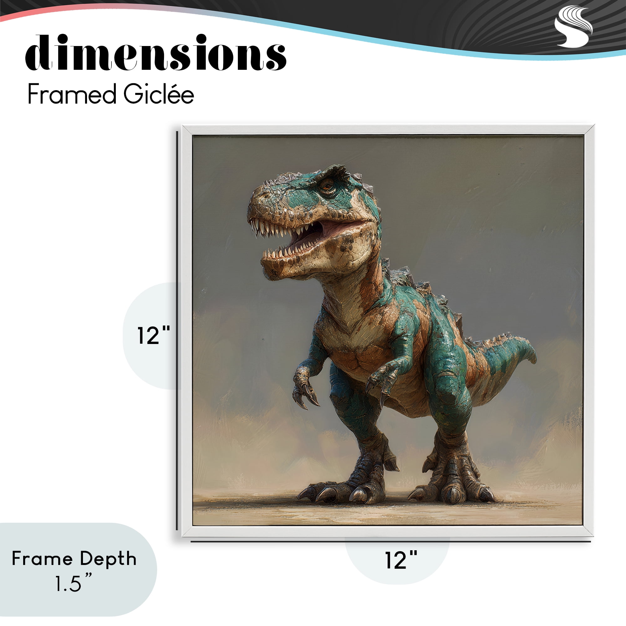 Stupell Industries Turquoise T-Rex Study White Framed Giclee Art, design by Wumples