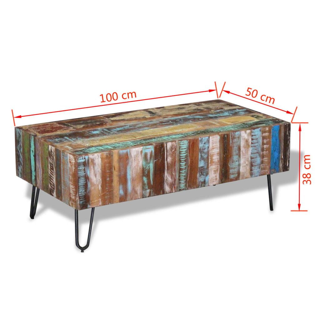 Kepooman Modern Rectangle Solid Reclaimed Wood Side End Accent Table for Bedroom Living Room, 39.4" x 19.7" x 15", Multi-color Kepooman Modern Rectangle Solid Reclaimed Wood Side End Accent Table for Bedroom Living Room, 39.4" x 19.7" x 15", Multi-color