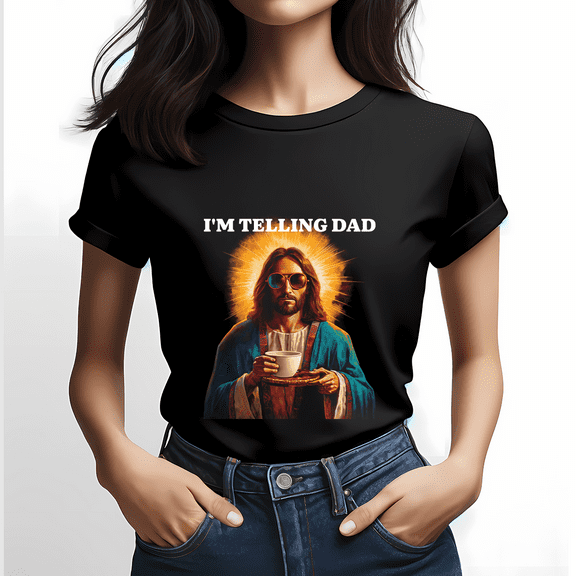 Lotusprinthandmade Funny Saying Quote Jesus Christian Black Women's T-Shirt 100% Cotton (S)