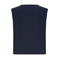 thumbnail image 4 of Women's Cotton Linen Sleeveless Shirts Summer Casual Crew Neck Flowy Tops Loose Breathable Lightweight Blouses (2XL, Navy), 4 of 6