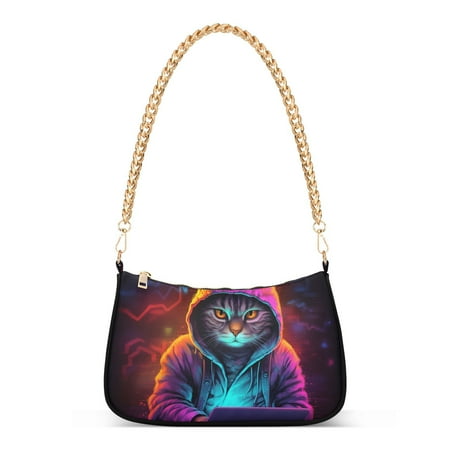 Cat Hoodie NotebookWomen Small Shoulder Bag Crossbody Tote Hobo Bags Purse Clutch Handbags with Chain Strap for Women