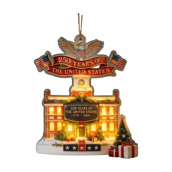 Heritage Style Anniversary Ornament, Patriotic 250th Bicentennial Decor, Memorial Keepsake for Christmas Tree & Seasonal Display