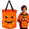 thumbnail image 4 of 1Pcs Halloween Candy Bag,LED Light Pumpkin Candy Buckets for Kids,Halloween Trick or Treat Bucket with Pumpkin Smile Face for Halloween Party Favors Goodie Bags, 4 of 5
