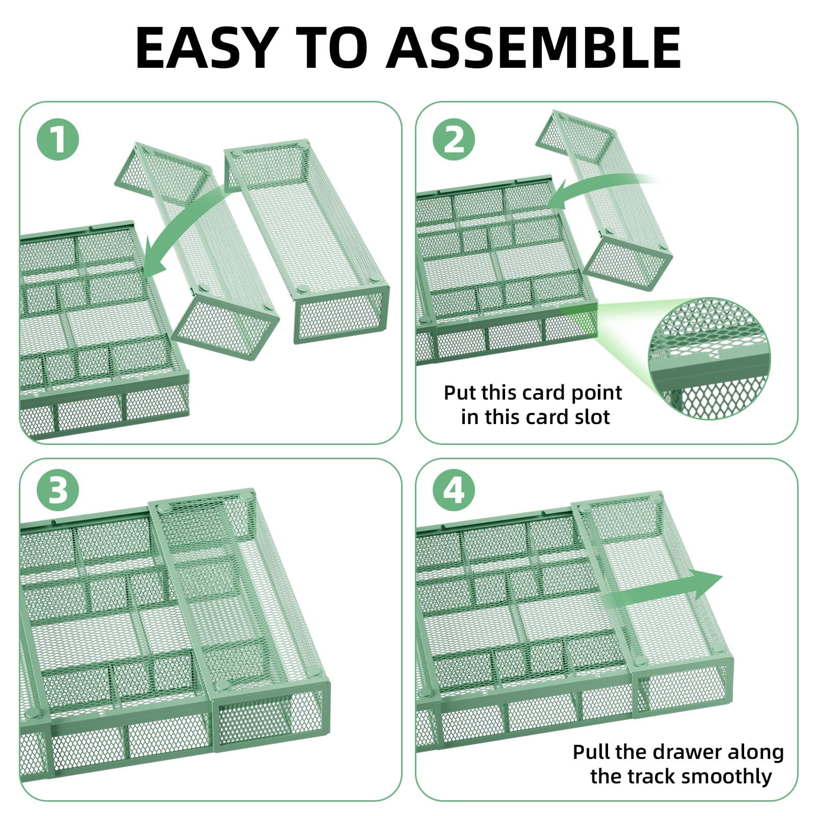 Expandable Desk Drawer Organizer  Mesh Tray With 10 Adjustable Compartments Organizers And Accessories For Office Supplies Makeup & Vanity (expandable-green)