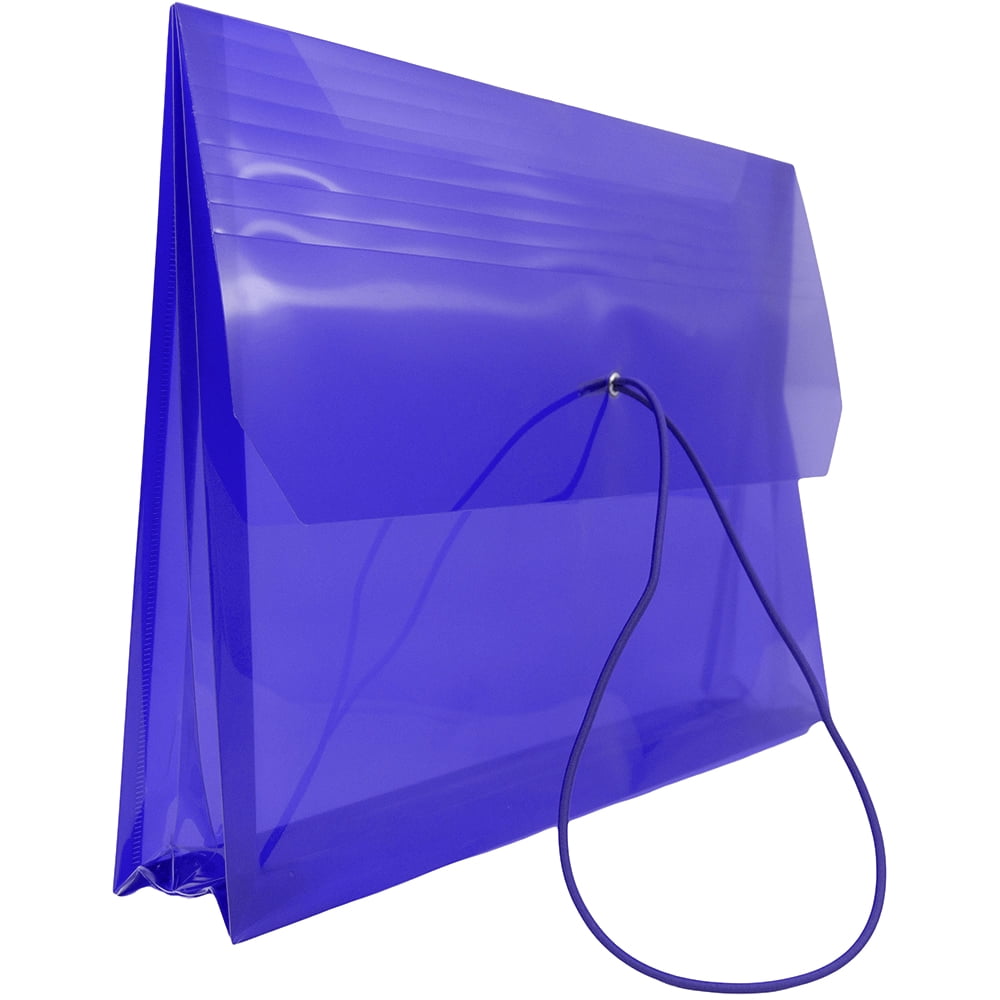 JAM Paper Plastic Expansion Envelopes, Elastic Band Closure, Letter Booklet, 9 3/4 x 13, 2.5 in Expansion, Blue, 3/Pack
