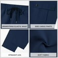 thumbnail image 7 of Men's Multi-Pocket Drawstring Work Pants, Fashion Casual Elastic Waist Cargo Trousers for Outdoor and Hiking,Navy,M, 7 of 7