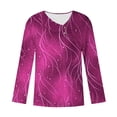 thumbnail image 4 of Blmnix Fall Shirts for Women Geometric Cuffed Flowy Blouses for Women Long Sleeve V-Neck Tees, 4 of 5