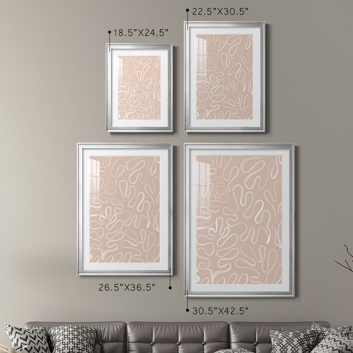 Wexford Home Matisse Pieces III Premium Framed Print, 22.5" x 30.5" - Ready to Hang, Silver (Set of 2)