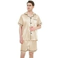 thumbnail image 4 of Men's Silk Pajama Set | Silky Satin | Short Sleeve Top and Shorts | Button Pajama Set, 4 of 8