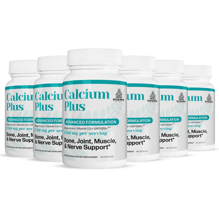 TURNER Calcium Plus All-Natural Marine Calcium Supplement for Bone Density & Joint Health, Wild-Caught Fish Bone Powder, 6 Bottles, 540 Capsules