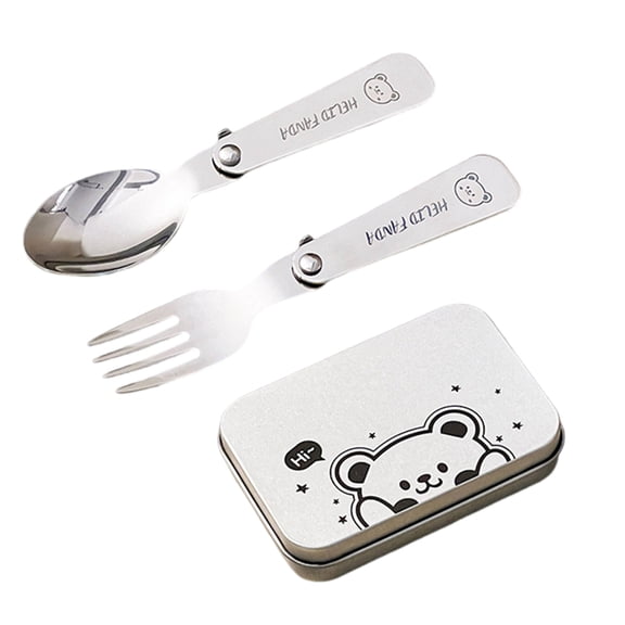 Folding Metal Camping Cutlery Set Portable Outdoor Picnics Cutlery Tableware Travel Utensils Fork Spoon with Storage Box