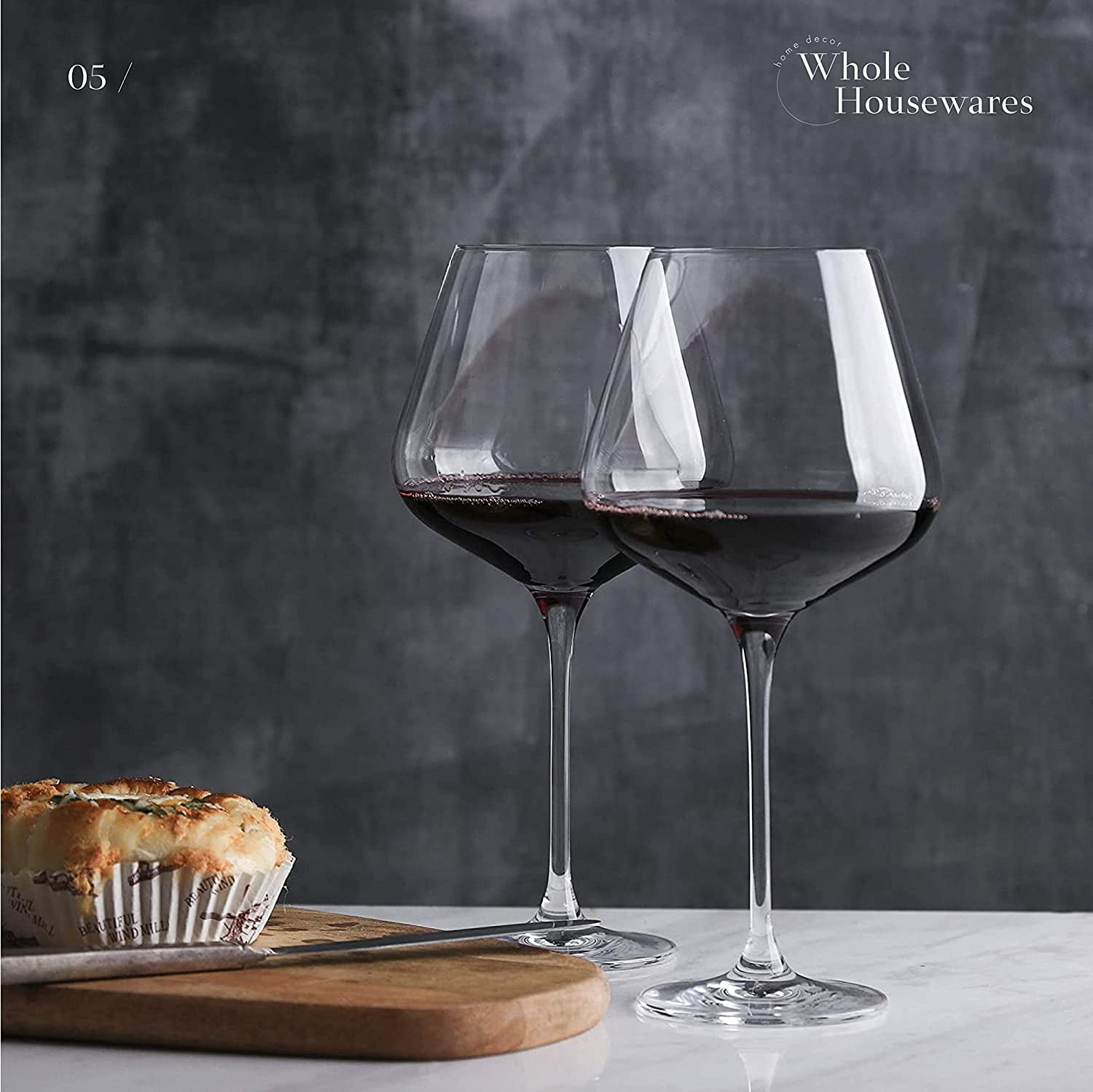 Whole Housewares Oversized 29 oz Crystal Clear Wine Glasses 4 set