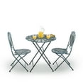 thumbnail image 4 of Alpine Corporation Indoor/Outdoor 3-Piece Peacock Feather Rustic Metal Bistro Set Patio Seating, Light Blue, 4 of 12