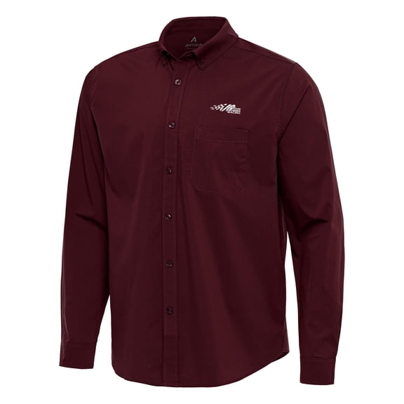Flight Woven Tri-Blend Long Sleeve Button-Down Shirt-Antigua  Maroon