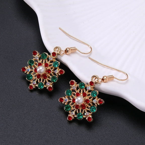 Christmas series earrings: Creative diamond-encrusted bell snowflake Christmas tree earrings