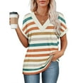 thumbnail image 2 of Ronuti Womens Summer Tops Short Rolled Sleeve Shirts 2026 Fashion V Neck Clothes, 2 of 7