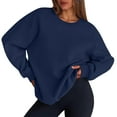 thumbnail image 2 of Women’s Fashion Crewneck Pullover Sweatshirt – Classic Long Sleeve Solid Color Casual Top Navy, 2 of 4