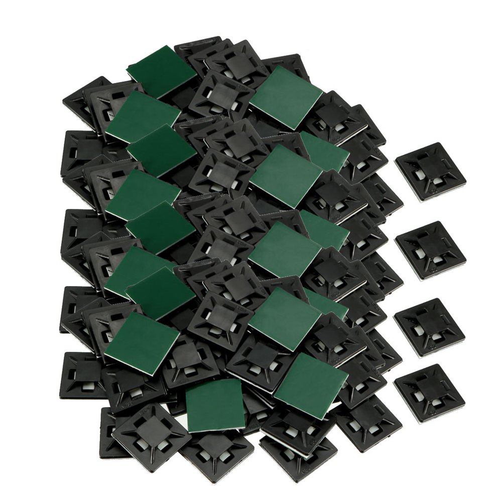 200pcs Self Adhesive Cable Tie Mounts Wire Base Holders 21mm x 21mm