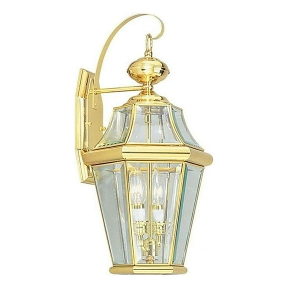Beaumont Lane 2 Light Outdoor Wall Lantern in Polished Brass
