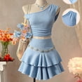thumbnail image 4 of Gubotare Tween Skirt Set Girls Kids T-Shirt and Tutu Skirt Set Cute Summer Outfit for Girls Size 13 (Sky Blue,13 Years), 4 of 9