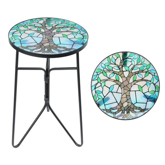 Wonder Garden Outdoor Natural Glass Round End Table, Iridescence