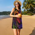 thumbnail image 3 of Xecao Robes d'Été Abstraites pour Femmes Robes Décontractées de Plage Sans Manches Robe Évasée avec Poches, 3 of 7