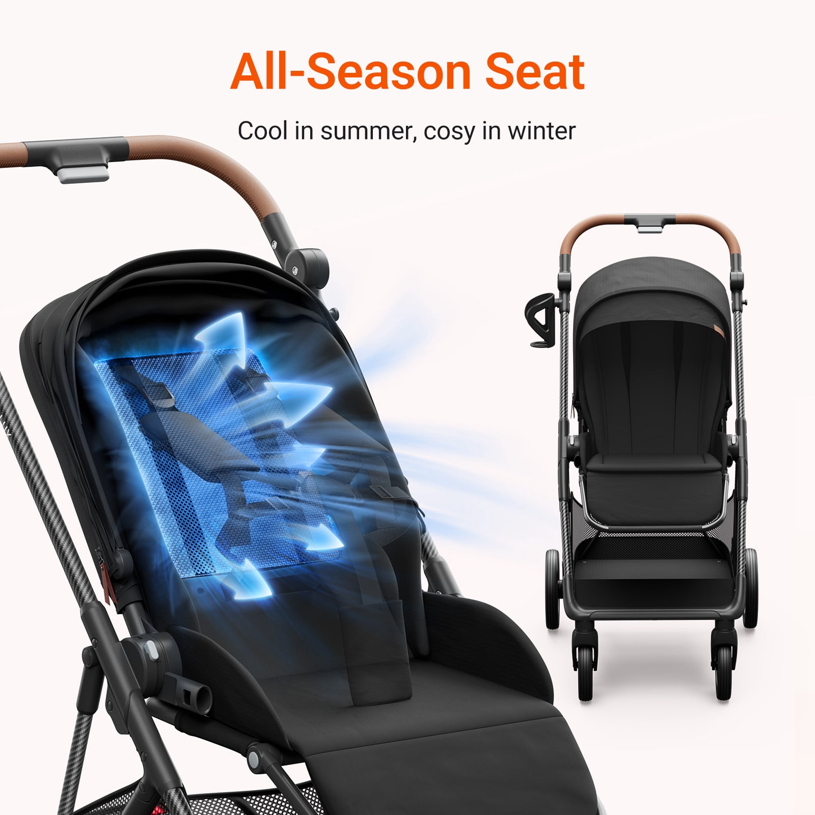 Mamazing Baby Stroller Air Lux Carbon Fiber 15.9 lbs Lightweight Compact Fold Reversible Seat with UPF 50+ Canopy for Infant Toddler