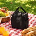 thumbnail image 6 of Large Capacity Oxford Zip Tote Lunch Bag, Black 10X10X6 Inch, Cooler Lunch Bag, Black Tote Bag, Insulated Lunch Tote, Multi-Functional Leakproof Container for Picnic, Office Lunch, 6 of 7