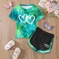 thumbnail image 2 of Zshosam Toddler Girl Clothes Sets Girls 2 Piece Short Sleeve T-Shirt and Shorts Set for Big Kids Size 4T 5T,(Green 4-5 Years), 2 of 6