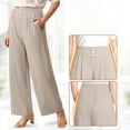 thumbnail image 5 of Women’s 2026 Spring Summer Soft Flowy High-Waist Pull-On Wide-Leg Stretch Drape Dress Pants for Senior Women Over 50 Beige L, 5 of 6