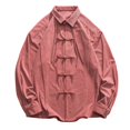 thumbnail image 1 of Camisas De Vestir Para Hombre Slim Fit Hombres Otoño Invierno Solo pecho Casual Solapa Playa Manga larga Vacaciones al libre Camisa de vacaciones (Pink, XL), 1 of 7