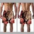 thumbnail image 3 of luoweisi Men's Beach Shorts Quick Dry Swim Trunks with Mesh Lining Rose and Leopard 2XL, 3 of 5