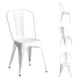 thumbnail image 1 of Juego de 4 sillas de metal para exteriores y interiores, sillas de comedor, sillas de patio, navi, cocina, restaurante, sillas de metal estables, color blanco Stay Elit Minimalista Tolix, 1 of 6
