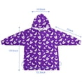 thumbnail image 7 of Purple White Butterfly Pattern Blanket Hoodies for Kids 6-13YR Oversize Wearable Blanket Hoodies for Boys Girls Teens, 7 of 7