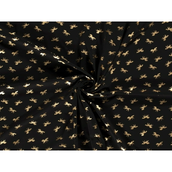 Minerva Metallic Cotton Jersey Stretch Knit Fabric Black - per yard