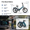thumbnail image 4 of Lilypelle Folding Step-Thru Electric Bike for Adults, 20"×3.0 Fat Tire 7 Speed Electric Cargo Bicycle, 500Wh Built-in detachable battery, Peak 1000W Rear Motor，20MPH, Fits for 4'9" to 6'5", 4 of 10