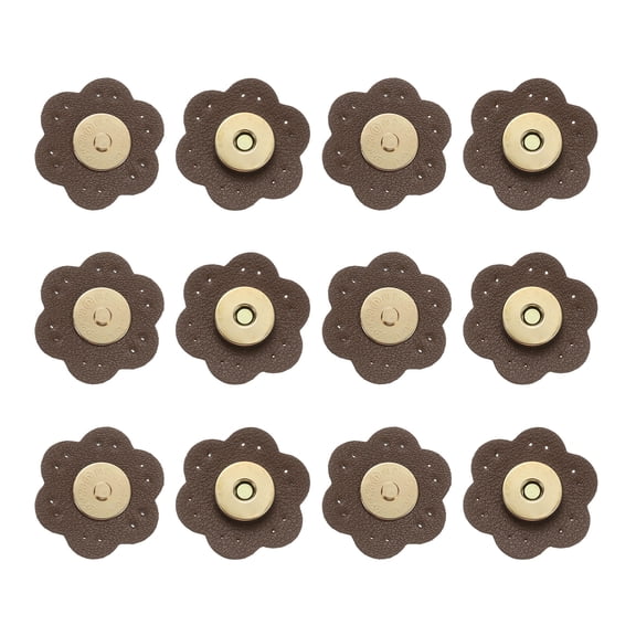 Uxcell 6 Pcs Leather Snaps Buttons, Magnetic Purse Snap Clasps for DIY Bags, Clothes Accessories, Dark Brown Plum