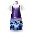 thumbnail image 3 of Storm Apron, Stormy Sky Scary Ocean Rocks Night View Theme Art Prints in Abstract Colors, Unisex Kitchen Bib with Adjustable Neck for Cooking Gardening, Adult Size, Purple and Indigo, by Ambesonne, 3 of 4