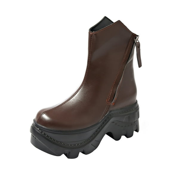 Chunky Heel Boots Women's Stylish Winter Ankle Boots: Solid Color Design, Round Toe, Side Zipper, Chunky Heel, Low Heel Comfort