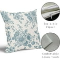 thumbnail image 4 of Smoke Blue and Cream Floral Pillow Covers 16x16 Inch Set of 2 Vintage Floral Throw Pillow Covers Chinoiserie Flower Pillowcases Rustic Farmhouse Cotton Linen Cushion Covers for Couch Bed Sofa Decor, 4 of 6