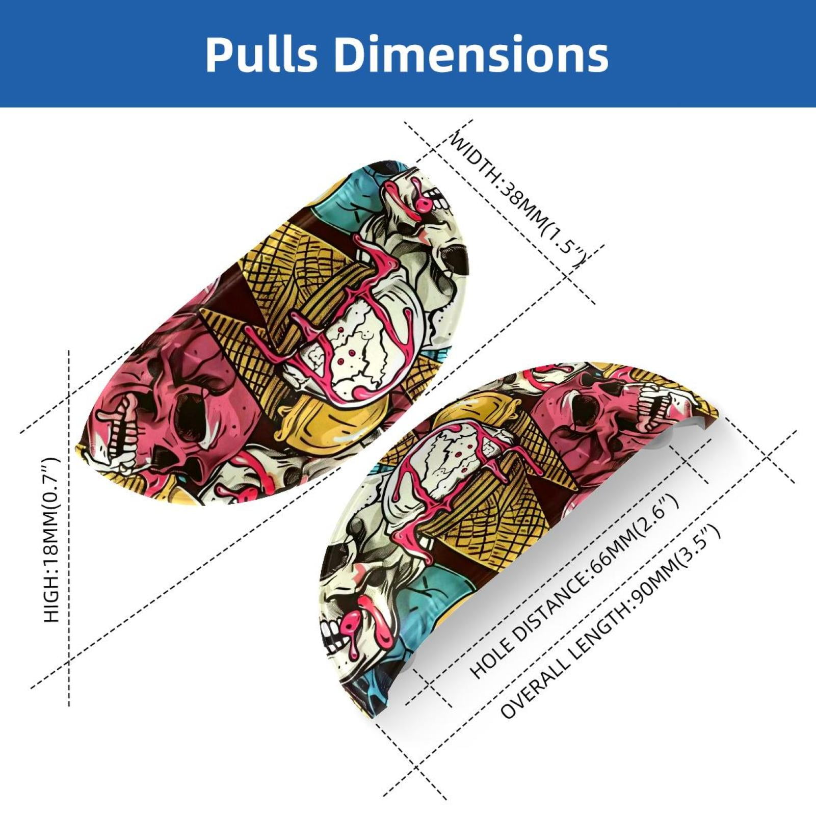 PhooArto 6 Pcs Cup Drawer Pulls, Ice Cream Skulls Pattern Shell Shape Handles Cabinet Knobs for Dresser Cupboard Closet Wardrobe with Screws